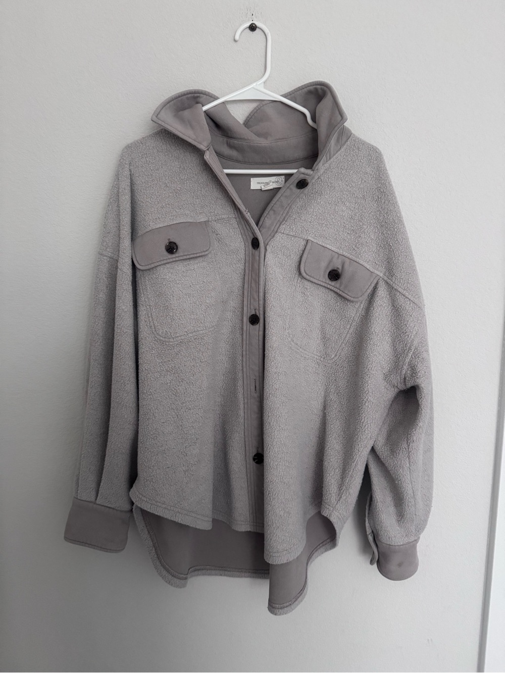 Treasure and Bond Fleece Shacket Gray